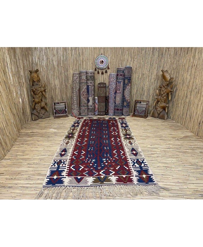 Handmade Turkish Kayseri Toprakkaya Nomadic Original  Wool on Wool Kilim – FREE SHIPPING..!